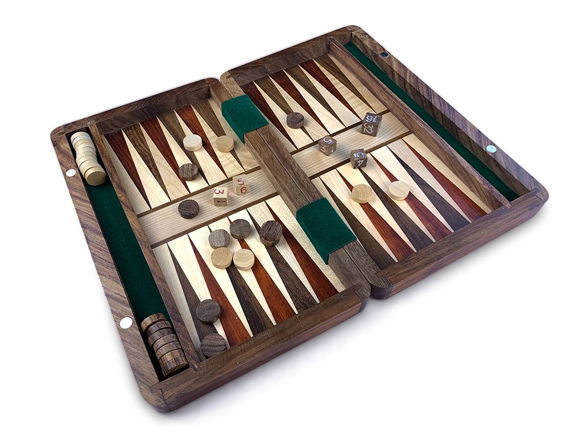 Coffret Backgammon 10 pouces en érable, shisham et teck - ABIGAMES