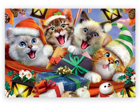 PUZZLE 500 PIECES EN BOIS -  FESTIVE CATS