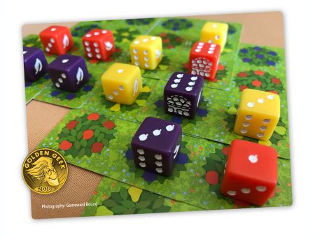 Acheter Orchard : Voir les pions et les dés.