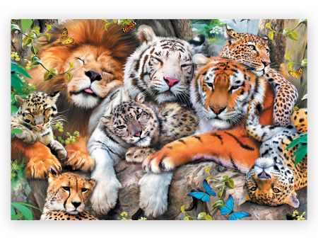 PUZZLE 500 PIECES EN BOIS - WILD CATS IN THE JUNGLE